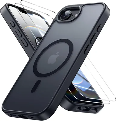 Bruzaio iPhone 16eケース 2025 [2強化フィルム付き] Magsafe対応 米軍規格 iPhone 16e用、透明