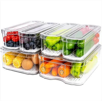 SMRCAD 6 Pack Fridge Organizer Bins with Drain Trays - Best Deal