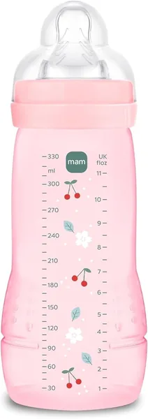 MAM Easy Active Bottiglia per Bambini, 330 ml, Per Neonati Attivi, Ergonomica e Pratica, Accessori per Bambini da 4+ Mesi