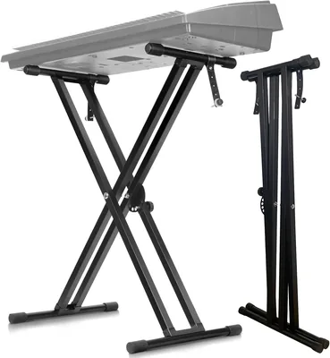 Pokygo Soporte para Teclado en Forma de X, 30-89 cm, Portátil Doble para Teclados Musicales