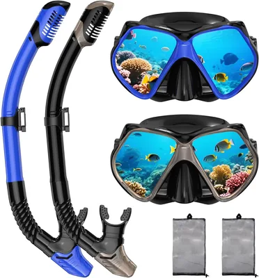 Adult Snörklareutrustning, Dry Snörklare, Mask Set Vuxen, Plattmask, Plattmasker, Schwimmgöttar med Nasbeding