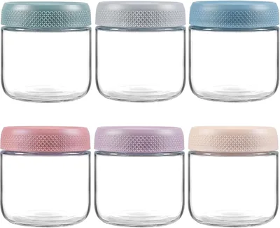 Hikrxya 6st Pack Nattött Ät Glass med Skruvar, 300ml Ötscontainer med Skruflid