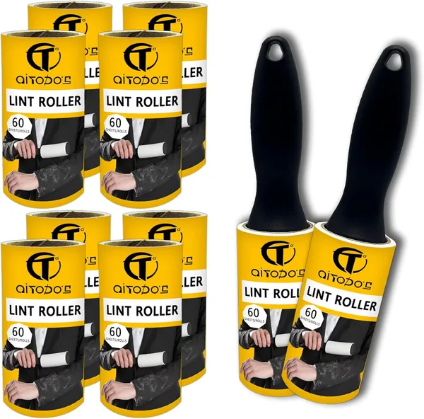 AiTodos® Rolka do Sierści Zwierząt - Zestaw 10 Rolek (600 Arkuszy) + 2 Uchwyty | Wałek do Kłaczków dla Psów i Ko, Best Deal