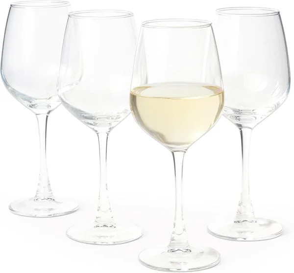 Amazon Basics Stemmed White Wine Glasses Set of 4