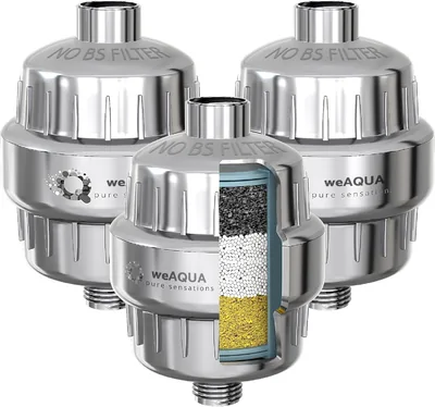 weAQUA Premium Shower Filter 3-Pack - Hard Water Solution