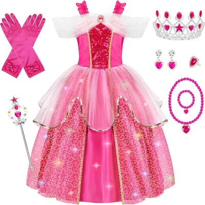 MELAND Princess Dress Up Rose Pink - Age 3-10