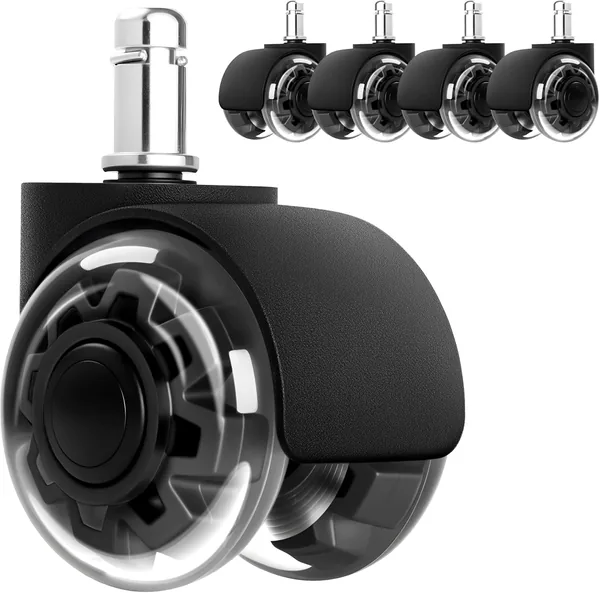 Vortix 5 sztuk rolki biurowe 11 mm x 22 mm, super ciche i miękkie, do twardych podłóg (czarne) - Najlepszy Ceny
