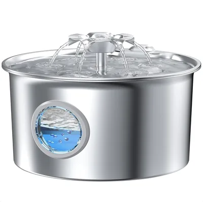 Stainless Steel Cat Fountain - 2.6L Pet Water Dispenser