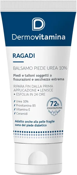 Balm per i piedi Dermovitamina Ragadi con Urea al 10% - Crema riparatrice - Lenisce e combatte le screpolature - Nuova formula