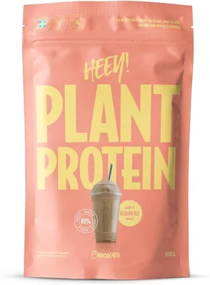 Heey! Vegan Proteinpulver med 27g Protein per portion och Vitamin B12, Vaniljflavn (500 g, Chokolad)