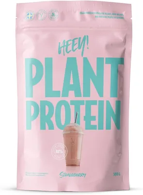 Heey! Vegan Protein Powder 27g Protein per Serving med Vitamin B12 (500g, Strawberry) - 50% Off