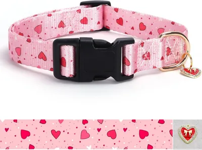 Love Pattern Dog Collar - Adjustable Safety Nylon Collar for Dogs