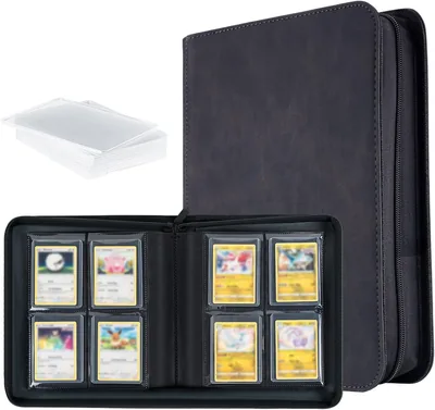 Tolesum Toploader Album 112 Top Loader met 4 Compartimenten + 10 Stukken 35PT Toploader Map voor TCG, MTG, Collecties