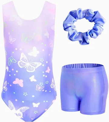 JiAmy Meisjes Leotards met Onderbroek, Kruis-Terug Sportkleding voor Kinderen, 3-Delig Gymnastiekoutfit voor Kinderen 3-12 Jaren