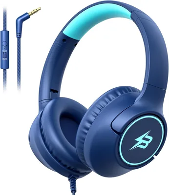 Plug in Kid Headphones Wired Navy Blue Best Deal