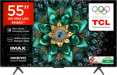 TCL 139 सेमी (55 इंच) 4K UHD स्मार्ट QD-Mini LED गूगल टीवी 55Q6C - 51% ऑफ