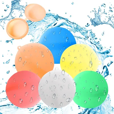 Wasserbomben mit Selbstschlussventil, Packung mit 6 wiederverwendbaren Silikon-Wasserballons für Kinder und Erwachsene, schnelles Befüllen, Outdoor