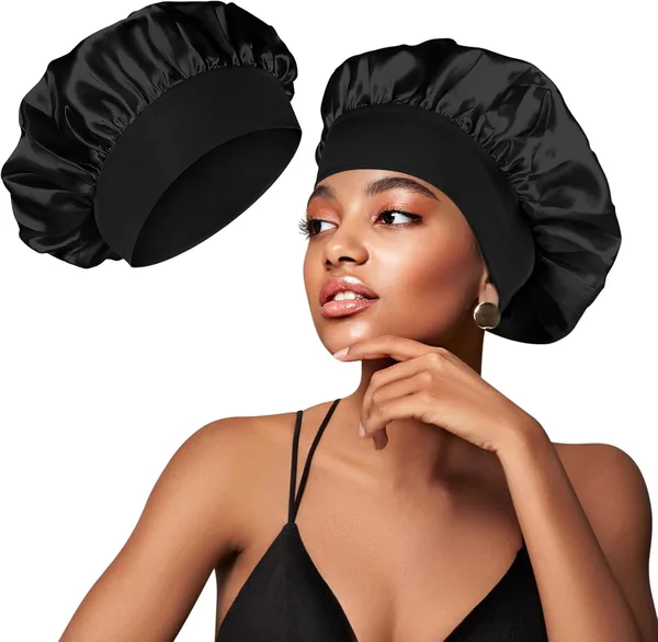 Satin Silk Bonnet compatible with Curly Hair, Hair Bonnet Silk Wrap for Sleeping, Night Sleep Cap for Women