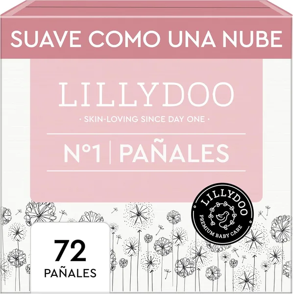 LILLYDOO Skin-friendly Diapers - Size 1 (2+ kg), Half Month Box (72 Count) Leak Protection, Soft, Fragrance Free, Lotion Free, Dermatologist Tested