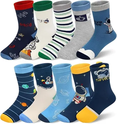 Kit com 12 Pares de Meias Infantis para Menino - Desenhos Divertidos, do Tamanho 2 ao 12 anos