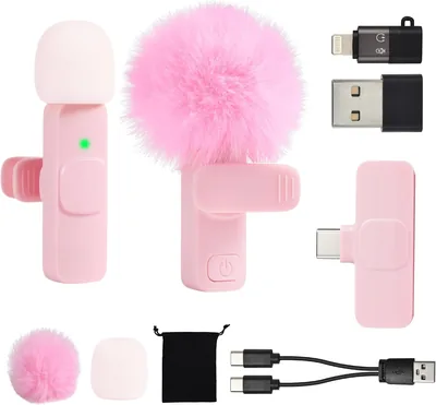 Lavalier Mini Microphone Pink Vlogging Mic