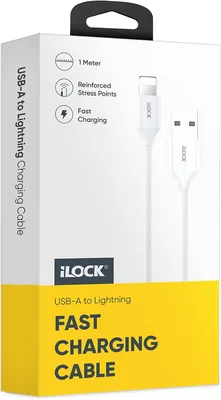 كابل الشحن والتوصيل iLOCK | 1 متر | شحن سريع ومتزامن للبيانات | تصميم PVC متين (USB-A إلى Lightning، أبيض) أفضل سعر