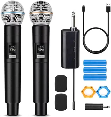 POKYGO Micrófono de Karaoke Inalámbrico, Micrófono para Cantar 1-2, Sistema de Micrófonos Dinámicos de Mano con Receptor Reca - 18% Descuento