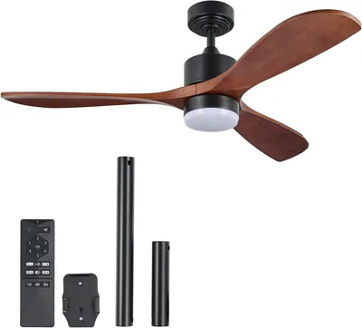 Ventilatore a Soffitto VONLUCE 132 cm con Luci e Telecomando - Ventilatore in Legno Silenzioso Reversibile con Motore DC a 6 Velocità