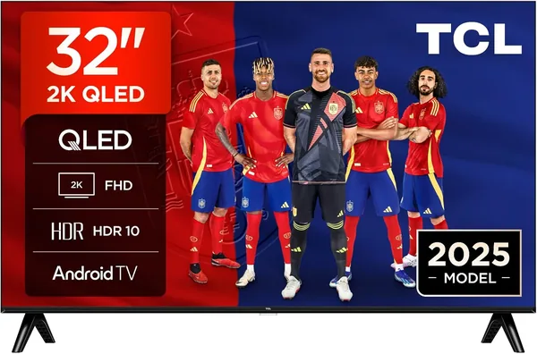 TCL 32V5C - Smart QLED Full HD 32" Direct LED TV con Android TV y HDR - Compatible con Google Cast y Google Home, Slim (22% de descuento)
