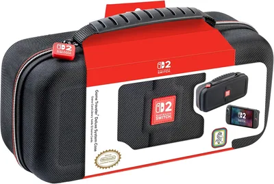 Game Traveler Nintendo Switch 2 OLED & Switch System Deluxe Diep Zwart Harde Schil Case - Houdt 12 Spelkaarten & 4 microSD Kaartjes
