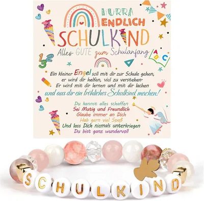 Werfunee Schulranzen Mädchen Schutzengel Armband Ersttagsglücksbringer Grün