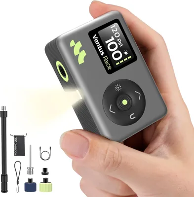 Woowind Ventus Race Mini Elektrisk Cykelpumpa 120 PSI Automatisk Stopp USB-C Push | Kompakt portabel design med automatisk stopp, stöd för Pre