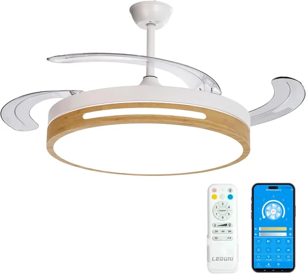LEDUNI Fan with LED Light with Remote Control+APP 50CM