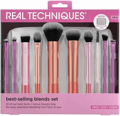 Real Techniques Blends Set: 10-delige make-up kwastenset met beauty tas voor gezicht en ogen