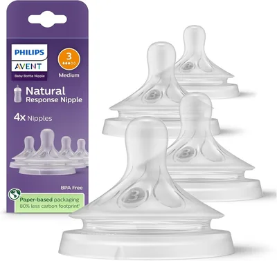 Tetinas Philips Avent Natural Response | Válvula anticólicos | Flujo 3 Medio | 3 m+ | 4 pzs | Descuento 31%