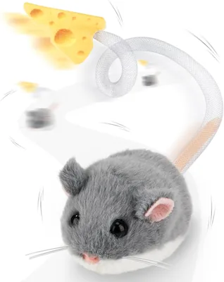Migipaws Interactieve MigiMouse Kat Speelgoed voor Binnenkatten, 360° Rollen en Draaien met Wankelende Staart, Slimme Bewegingssensor, Re