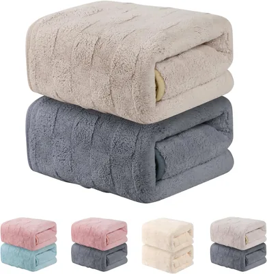 BSOON Baño Algodón Vellón de Coral, Toallas de Playa Absorbentes, Gran Tamaño 70CM*140CM, Mejor Oferta
