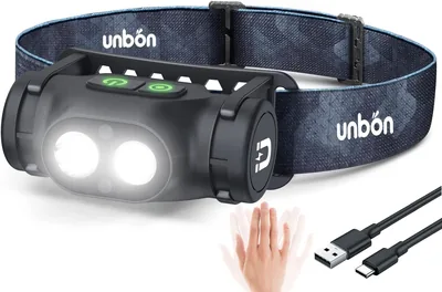 UNBON Lampe frontale LED ultra puissante, rechargeable par USB C avec capteur de mouvement et base magnétique IPX4 étanche - Meilleures affaires