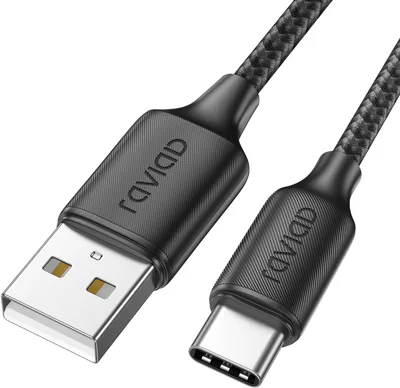 RAVIAD Kabel USB C 2 m szybkie ładowanie 3A nylonowy pleciony kabel typu C kompatybilny z iPhone 15/15 Pro/15 Pro Max, Samsung