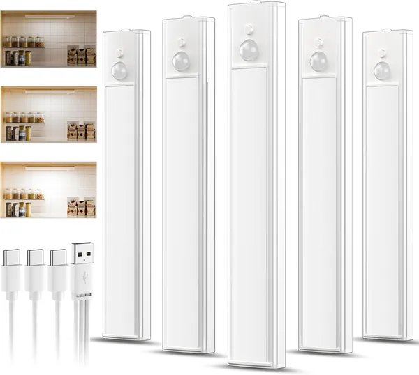 Daphomeu 5 Pack Rechargeable Under Cupboard Kitchen Lights