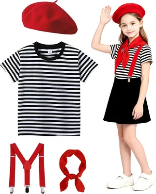 Kids Mime Artist Costume for Halloween Cosplay