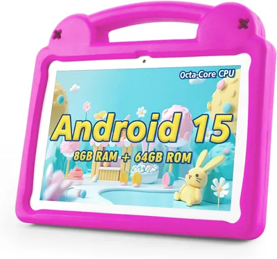 10 Inch Tablet for Kids, 8+64GB Android 15 Kids Tablet, GMS Certified Learning Tablet with WiFi 6 Du