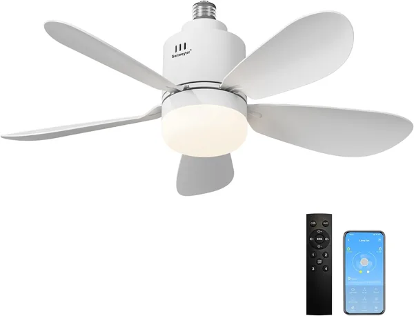 Ventilador de techo Sanweyter con luz, ventilador LED de 24W con control remoto y temporizador, 3 pantallas de luz