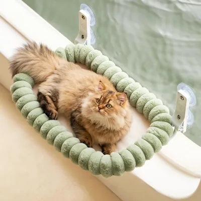 EDAGNY Katvensterbed Hamak voor Zonnig Genot, Vouwbaar met Omkeerbare Hoofdbekleding, 54x36cm Katperch met Sterk Suction Cup