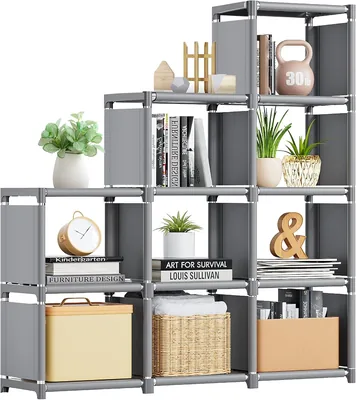 Estantería Modular 9 Cubos, Organizador Multiusos de Almacenamiento, Estante Armable para Libros
