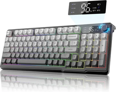 Teclado inalámbrico Wolf M96 Español Bluetooth 2.4G para Gamers con Pantalla LED