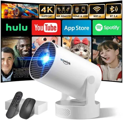 Proyector Mini con Aplicaciones Integradas y Actualización 2026, WiFi 6, Bluetooth 5.4, 4K, 1080P, Autokeystone 180° Rotable, Portátil - Mejor Oferta