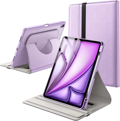 JETech iPad Air M4 Case Purple Rotating Stand