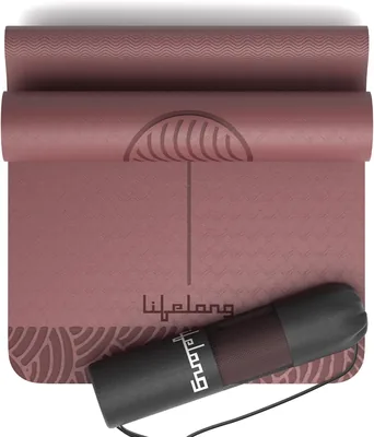 लाइफटाइम योग मैट पुरुषों और महिलाओं के लिए | 5मिमी मोटी TPE कुशनिंग | गैर-विषाक्त और पसीना-प्रतिरोधी | हल्का और पोर्टेबल कैर से