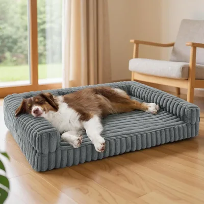 Bedsure Orthopedische Hondenbed Large - 89x64x18cm Hondensofa met Memory Foam en Staande Rand, Waterdicht, Anti-slip, Wasbaar